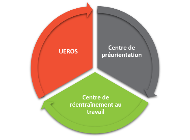 Centre de préorientation, Centre de réentraînement au travail, UEROS